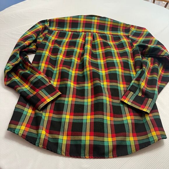 Dixxon Flannel Co The Kush Plaid Shirt Men’s Rasta Colors Red Yellow Green Large - Picture 7 of 8
